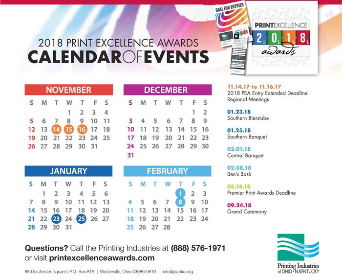 2018 PEA Calendar of Events